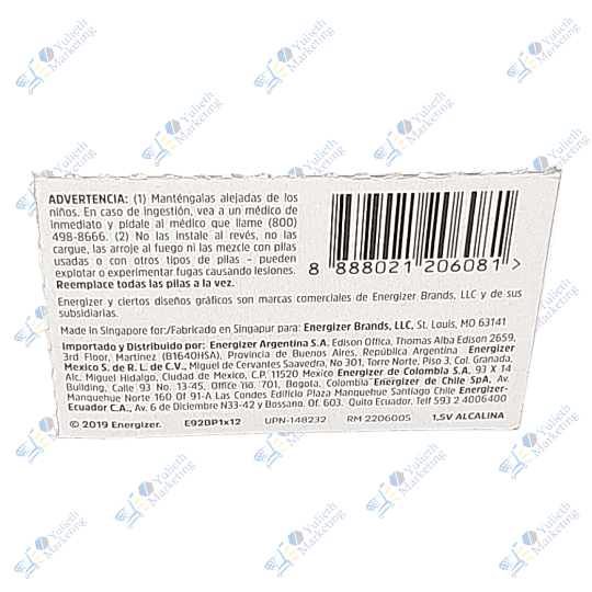 Energizer Max Pila Alcalina AAA 1 x u 2 Energizer Max Pila Alcalina AAA 1 x u