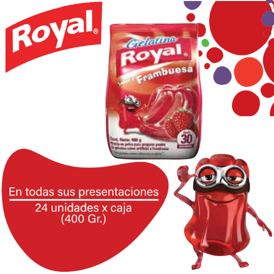 Royal Gelatina en Polvo Frambuesa Caja 24x400g
