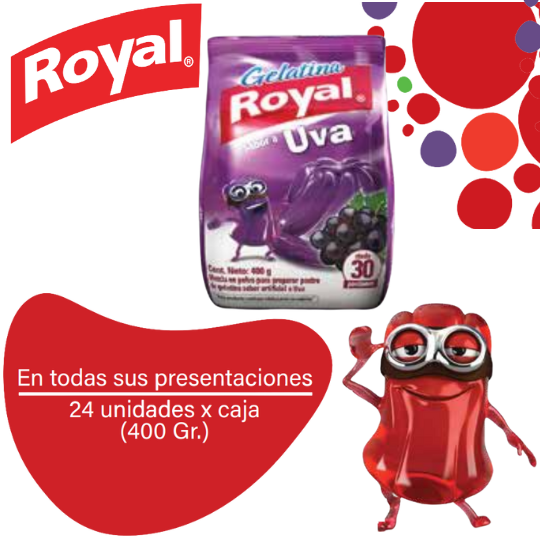 Royal Gelatina en Polvo Uva Caja 24x400g