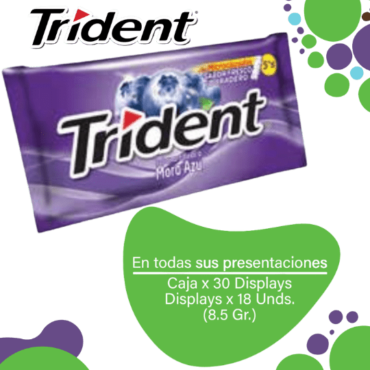 Adams Trident Chicles Sin Azúcar Mora 5s Pos Caja 30x18x8.5g 1 Adams Trident Chicles Sin Azúcar Mora 5s Pos Caja 30x18x8.5g