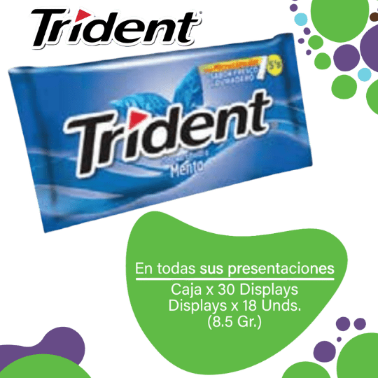 Trident Chicle Sin Azúcar 5s Menta Caja Pos 30x18x8.5g 1 Trident Chicle Sin Azúcar 5s Menta Caja Pos 30x18x8.5g