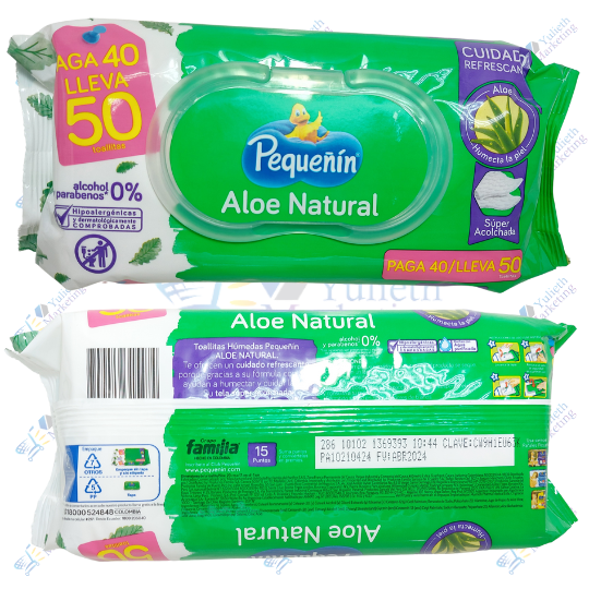 Pequeñín Toallas Húmedas con Aloe Natural Packx50u