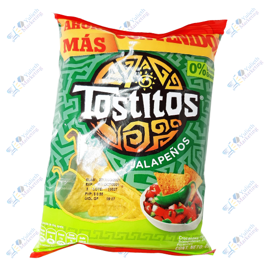 Inalecsa Tostitos Jalapeños Snack Bocaditos de Maíz Picantes 45 g
