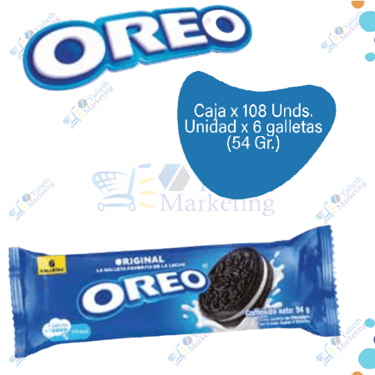 Nabisco Oreo Galleta de Chocolate con Vainilla Original Packx6u Caja EC 108X54g