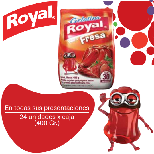 Royal Gelatina en Polvo Fresa Caja 24x400g