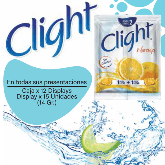 Clight Jugo en polvo Sin Calorías Naranja BI Caja EC 12x15x14g SM
