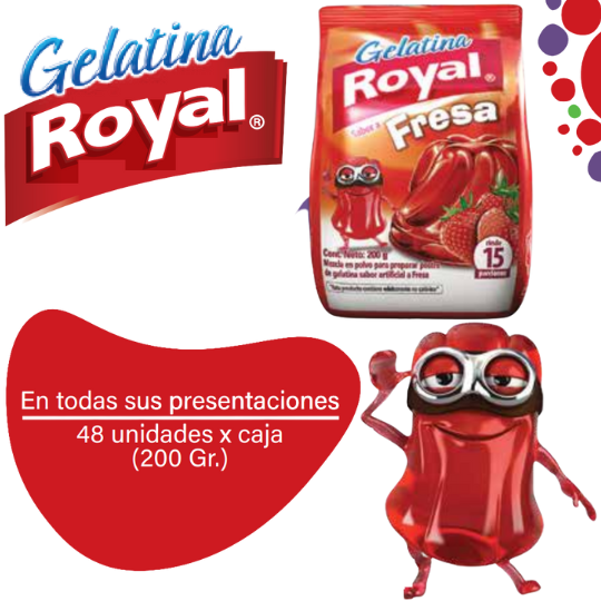Royal Gelatina en Polvo Fresa Caja 48x200g