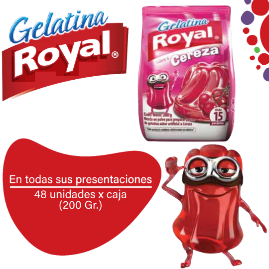 Royal Gelatina en Polvo Cereza Caja 48x200g