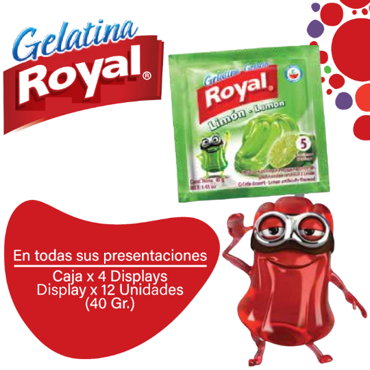 Royal Gelatina en Polvo Limón Caja 4 Displayx12ux40g
