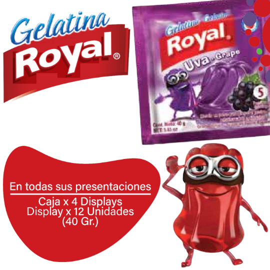 Royal Gelatina en Polvo Uva Caja 4 Displayx12ux40g
