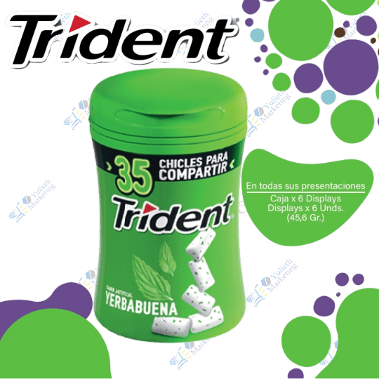 Trident Yerbabuena BO Chicle Sin Azúcar 35S CL,EC,PE 6X6X45.5g