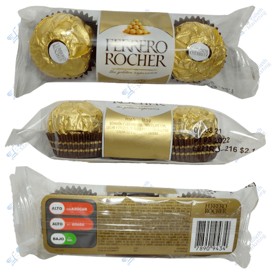 Ferrero Rocher Chocolate Bombón Leche y Avellana Packx3u 37,5 g 1 Ferrero Rocher Chocolate Bombón Leche y Avellana Packx3u 37,5 g