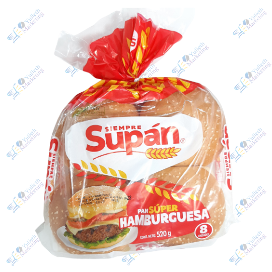 Supán Super Pan de Hamburguesa Packx8u 520 gr
