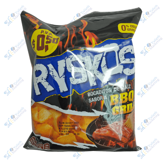 Inalecsa Ryskos Snacks Bocaditos de Maiz BBQ GRILL 47 g
