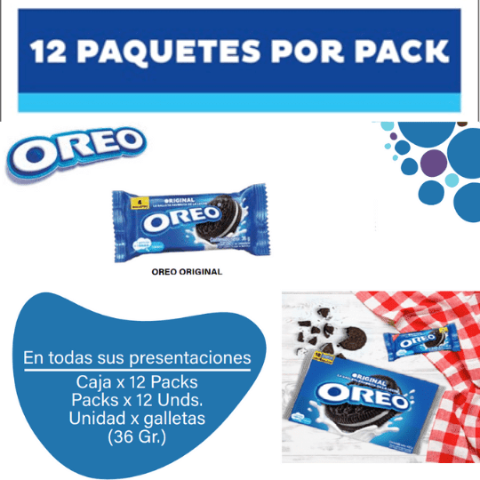 Oreo Original Galletas de Chocolate con Vainilla Pack 4u 36g Caja EC 12pX12X36g