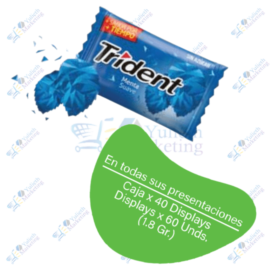 Trident 1s chicles sin azucar menta pos caja x 40 display x 60u 1.8g