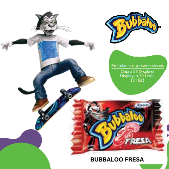 Bubbaloo Chicles Saborizados 1S Fresa Caja EC 32x70x5.1g
