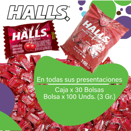 Halls Cherry Lyptus Caramelo Duro Caja EC 30x100x3g