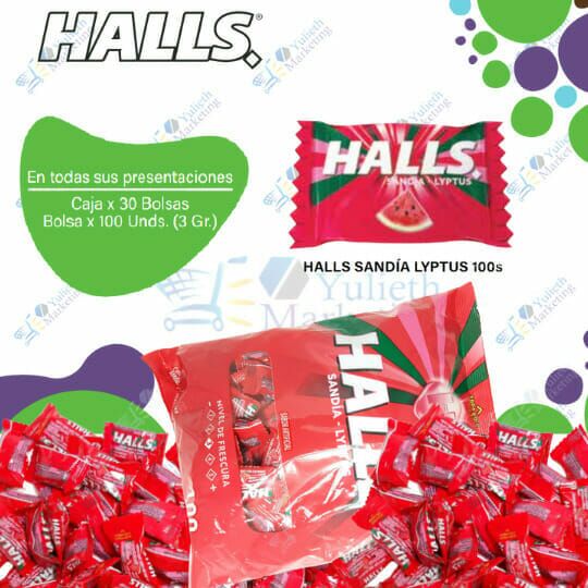 Halls Sandía Lyptus Caramelo Duro Caja Ec 30x100x3g