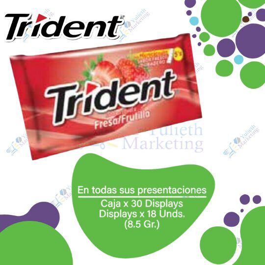 Adams Trident Chicles Sin Azúcar Fresa 5s Pos Caja 30x18x8.5g
