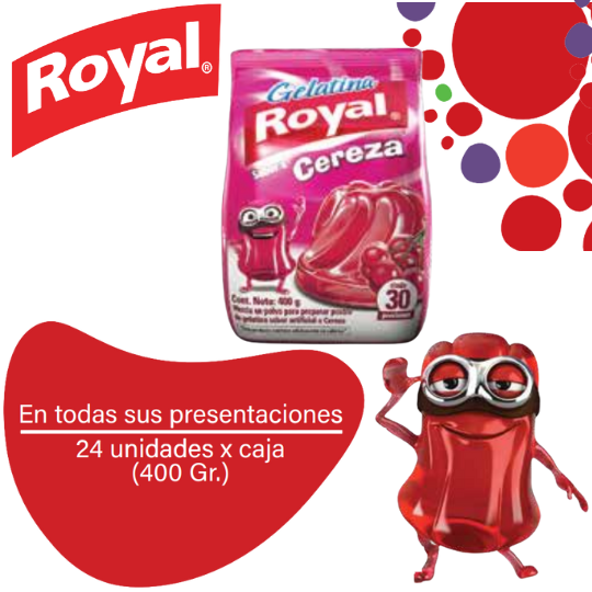 Royal Gelatina en Polvo Cereza Caja 24x400g