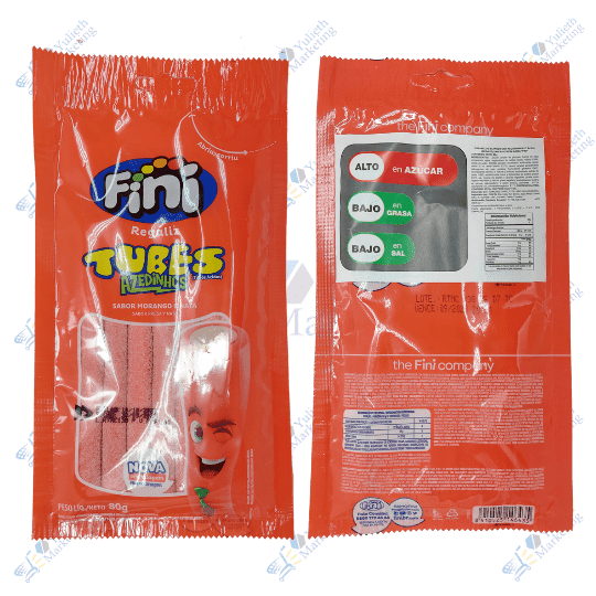 Fini Gomitas Saborizadas Regaliz Tubes Azedinhos Fresa y Nata 90 g