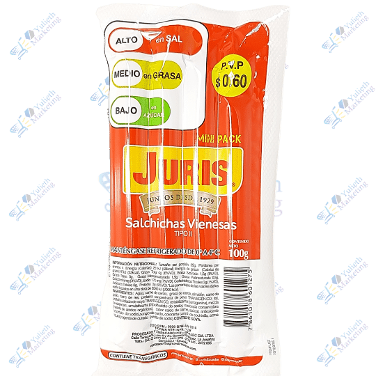 Juris Salchichas de Carne Vienesas Tipo II Packx4u 100 gr
