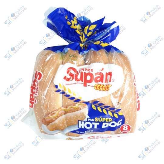 Supán Super Pan de Hot Dog Packx8u 600 gr 1 Supán Super Pan de Hot Dog Packx8u 600 gr