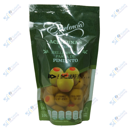 Excelencia Aceitunas en Conserva Verdes Rellenas de Pasta de Pimiento 180 g