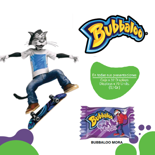 Bubbaloo Chicles Saborizados 1S Mora Caja EC 32x70x5.1g