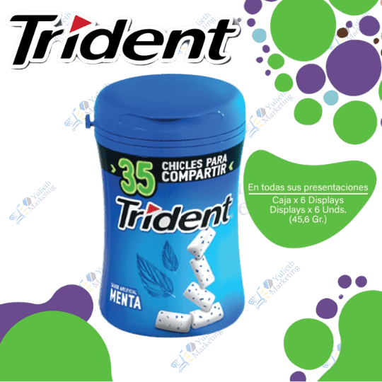 Trident Menta BO Chicle Sin Azúcar 35S CL,EC,PE 6X6X45.5g