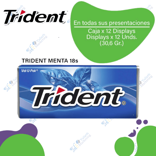 Adams Trident Chicles Sin Azúcar Vup Menta Cam 18s LofPos Caja 12X12X30.6g