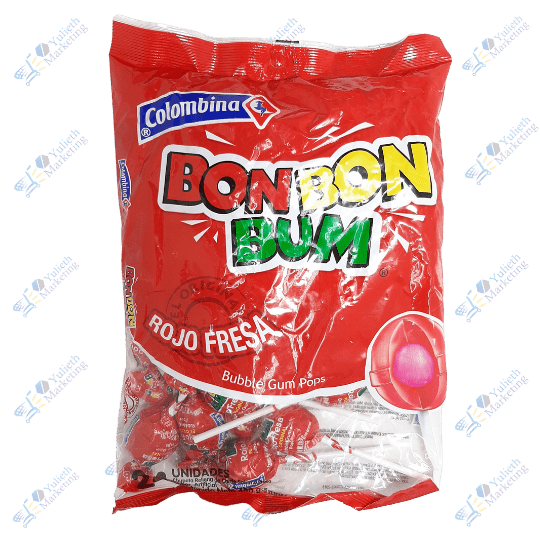 Colombina Bon Bon Bum Chupetes Saborizados Fresa Packx24u 480 g