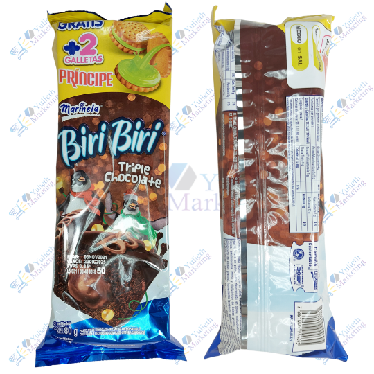 Marinela Biri Biri Pancakes Triple Chocolate Packx2u 80 g mas 2 Galletas Príncipe limón 21 g
