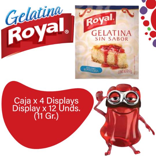 Royal Gelatina en Polvo Sin Sabor Caja 4 Displayx12ux11g