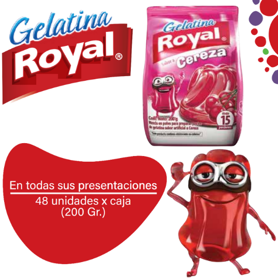 Royal Gelatina en Polvo Cereza Caja 48x200g