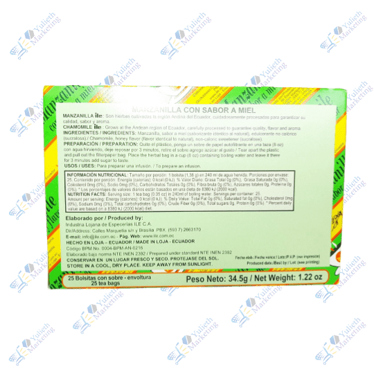 Ile Té Hierbas Aromáticas Manzanilla Miel Pack x 25u 37,5 g 4 Ile Te Hierbas Aromáticas Manzanilla Miel Pack x 25u 37.5 gr