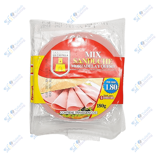 La Castilla Mix Sanduche Mortadela y Queso Packx5u 180 gr