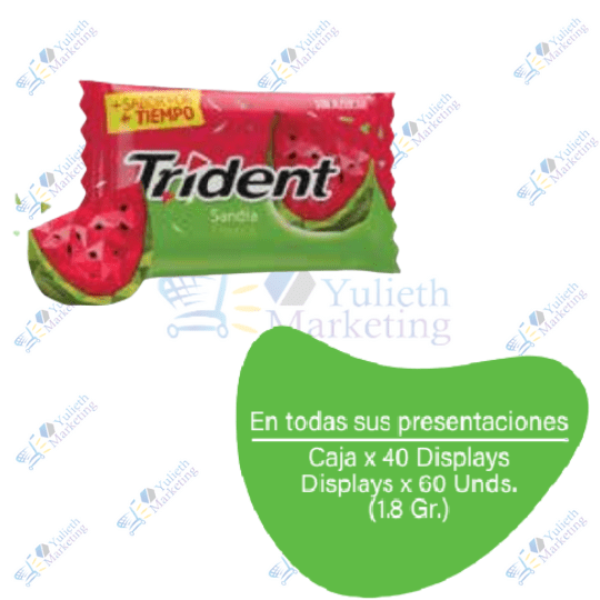 Trident 1s chicles sin azúcar sandía pos caja x 40 display x 60u 1.8g. 1 Trident 1s chicles sin azúcar sandía pos caja x 40 display x 60u 1.8g.
