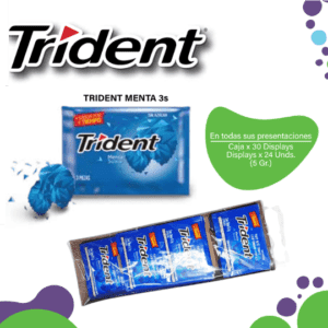Trident Chicles Sin Azucar 3s Menta Caja EC 30x24x5.1g