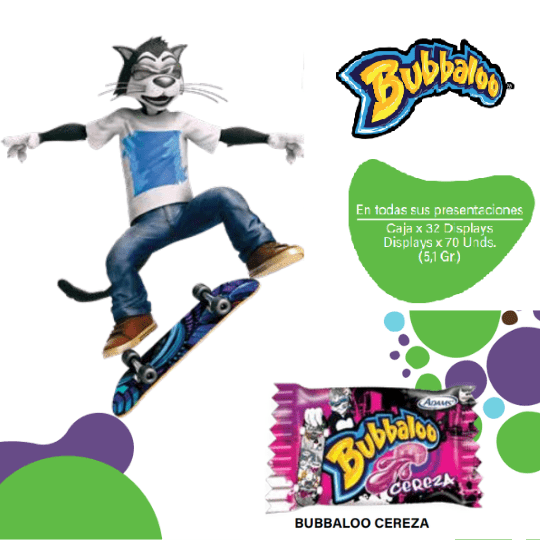 Bubbaloo Chicles Saborizados 1S Cereza Caja EC 32x70x5.1g 1 Bubbaloo Chicles Saborizados 1S Cereza Caja EC 32x70x5.1g