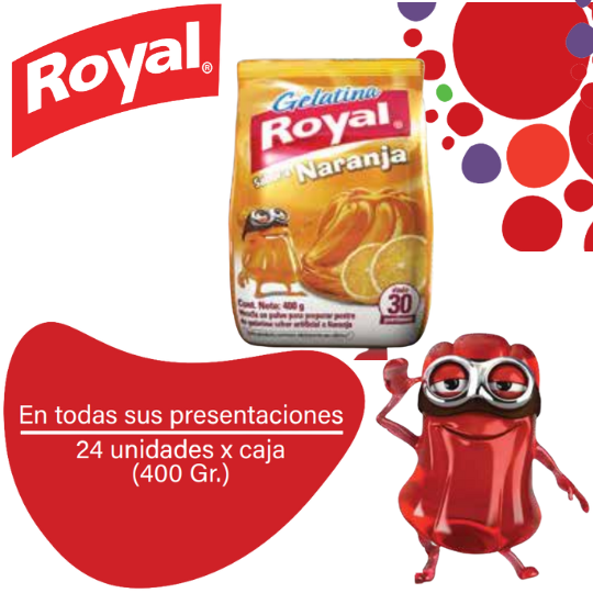 Royal Gelatina en Polvo Naranja Caja 24x385g 1 Royal Gelatina en Polvo Naranja Caja 24x400g