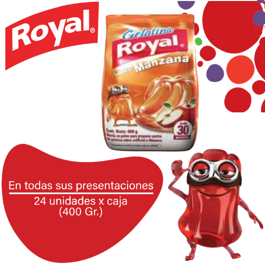 Royal Gelatina en Polvo Manzana Caja 24x385g 1 Royal Gelatina en Polvo Manzana Caja 24x400g