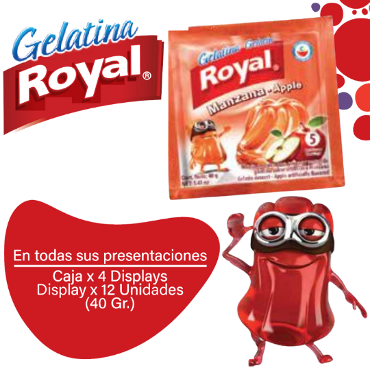 Royal Gelatina en Polvo Manzana Caja 4 Displayx12ux40g